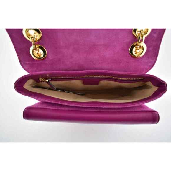 Gucci Marina Small Fuchsia Pink Suede Gold Logo Chain Shoulder Crossbody Bag - Picture 12 of 12